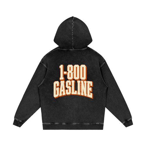 1-800 GASLINE Acid Wash Hoodie — Black Beauty